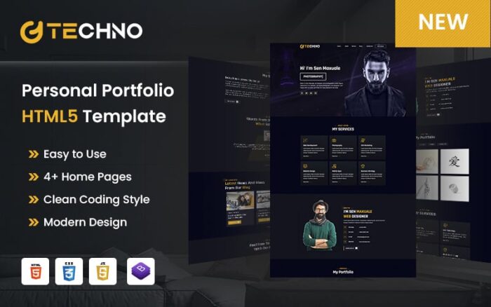 Template HTML5 Portofolio Pribadi Techno