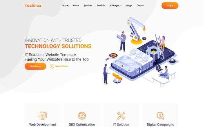 Technoa - Template Situs Web Responsif Perusahaan Pengembangan Perangkat Lunak