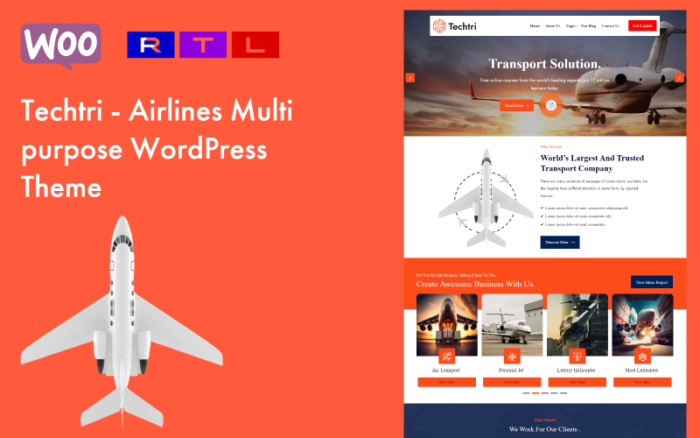 Techtri - Tema WordPress Serbaguna Maskapai Penerbangan