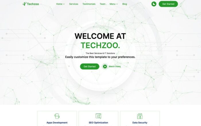 Techzoo - Template Halaman Arahan Responsif Solusi TI & Layanan Bisnis