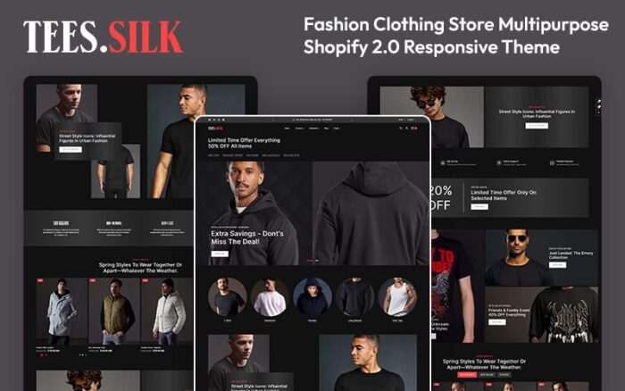 TeesSilk - Toko Mode Cetak Kaos Tema Responsif Shopify 2.0 Serbaguna