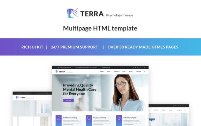 Terra - Template Situs Web Responsif Psikolog