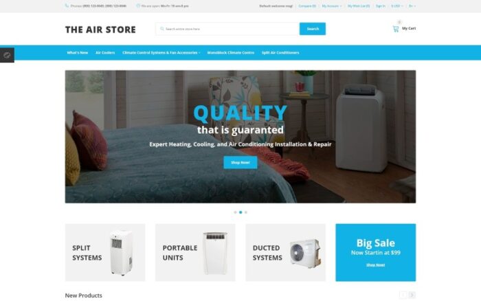 The Air Store - Toko Online Sistem Pendingin Udara Sederhana Template OpenCart