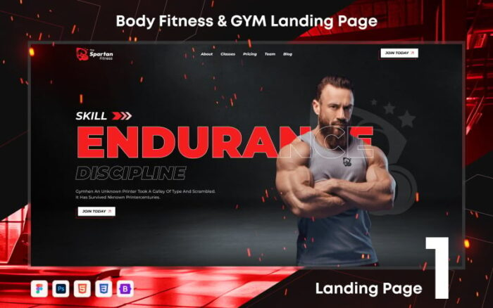 Templat Halaman Arahan HTML5 Bootstrap Spartan Fitness Gym