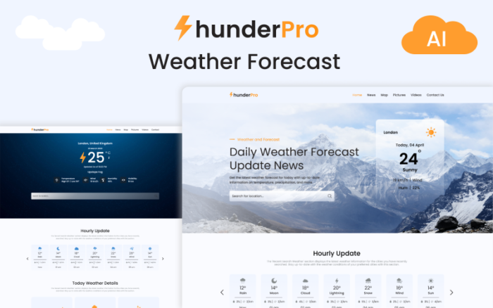 Thunder Pro: Template HTML Prakiraan Cuaca Terbaik Anda