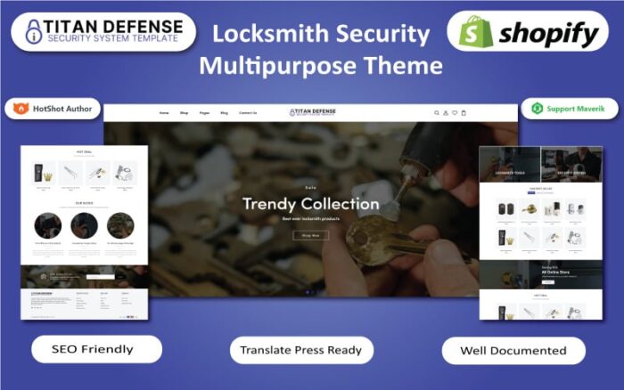 Titan Defense - Tema Shopify Produk Sistem Keamanan & Tukang Kunci