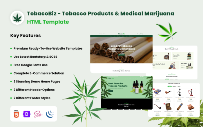 TobacoBiz - Template HTML Produk Tembakau & Ganja Medis