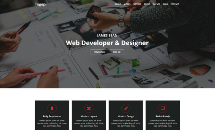 Togepi - Template Halaman Arahan HTML5 Bootstrap Portofolio Kreatif