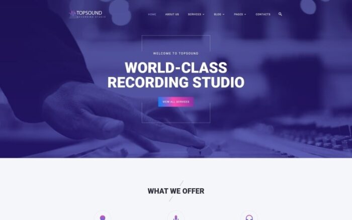 TopSound - Template Situs Web HTML Multihalaman Modern Studio Rekaman