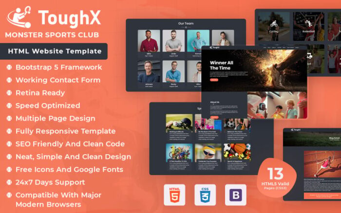 ToughX - Templat Situs Web HTML Monster Sports Club