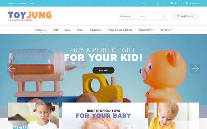 ToyJung - Toko Mainan Bootstrap E-dagang Tema PrestaShop Bersih