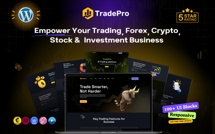 TradePro – Tema WordPress Lengkap untuk Forex, Kripto, Saham, ETF, dan Investasi Perdagangan