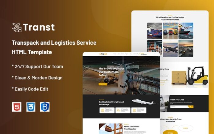 Transt – Template Situs Web Layanan Logistik dan Transpack