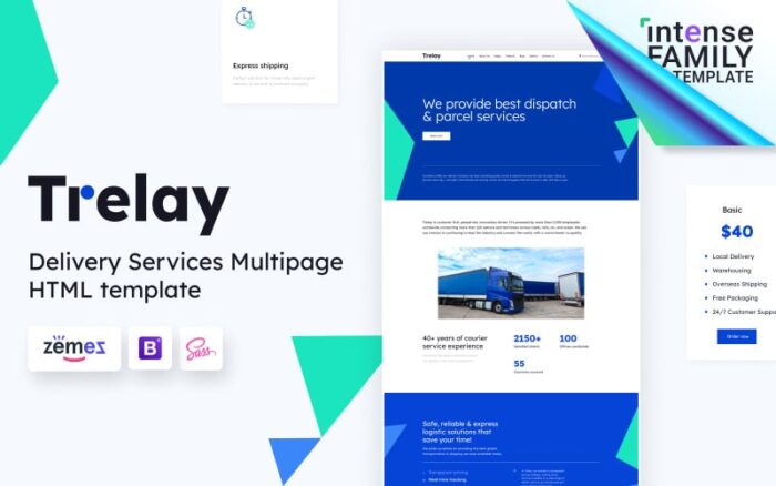 Trelay - Template Situs Web Perusahaan Pengiriman Online