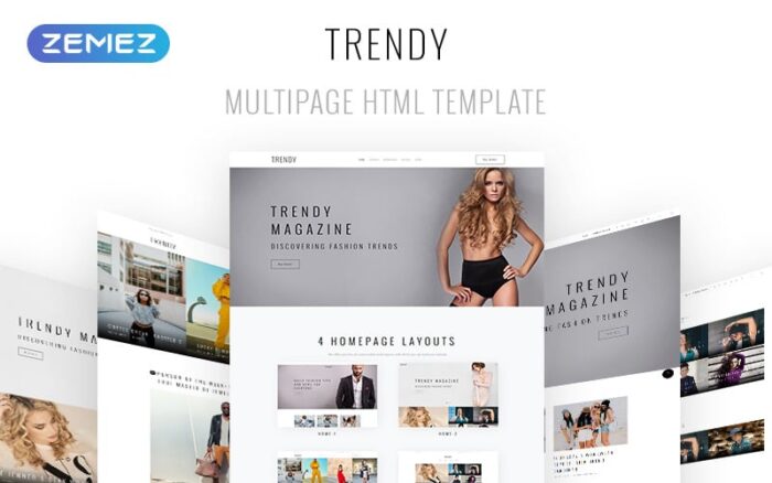 Trendy - Template Situs Web HTML5 Multihalaman Majalah Mode