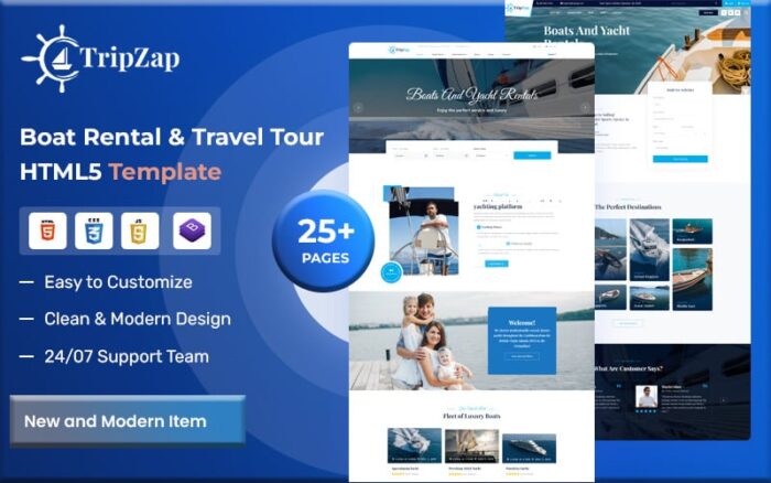 Tripzap - Templat HTML5 untuk Sewa Perahu dan Tur Perjalanan