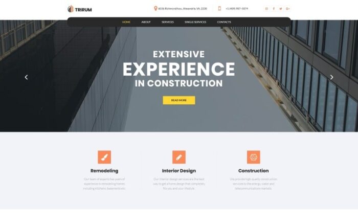 Trirum - Tema WordPress Elementor Modern Serbaguna untuk Konstruksi