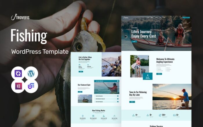 TroveFish - Tema WordPress Elementor Klub Memancing dan Berburu Ikan