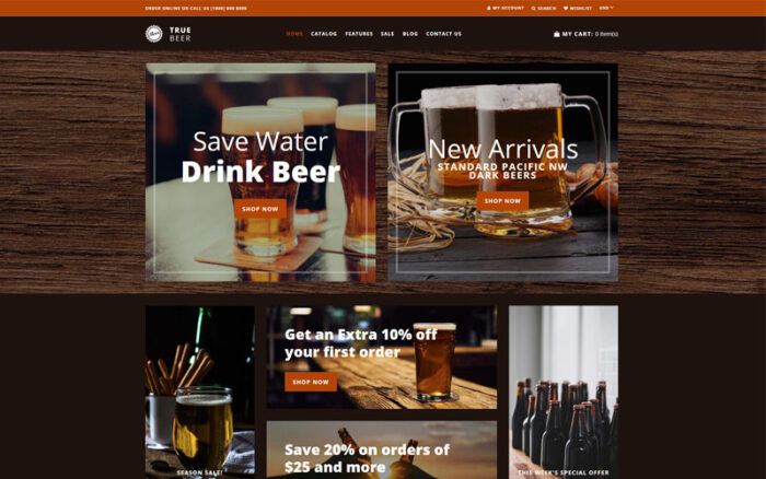 TrueBeer - Tema Shopify Bootstrap Fungsional yang Bergaya