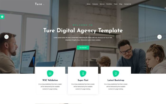 Ture - Template Halaman Arahan HTML Satu Halaman Agensi Digital