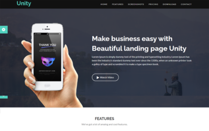 Unity Startup App Showcase IT Solution Software HTML5 Template