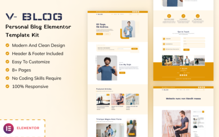 V-Blog - Personal Blog Elementor Template Kit