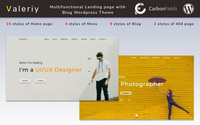 Valeriy | Halaman Arahan Bisnis Pribadi Multifungsi dengan Tema Blog WordPress