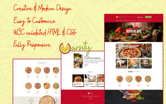 Varsity Pizza - Template HTML eCommerce Serbaguna