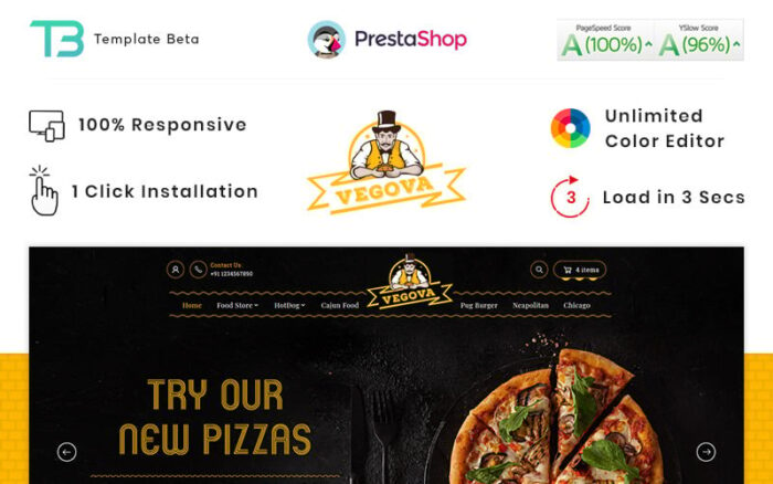 Tema PrestaShop Makanan dan Restoran Vegova