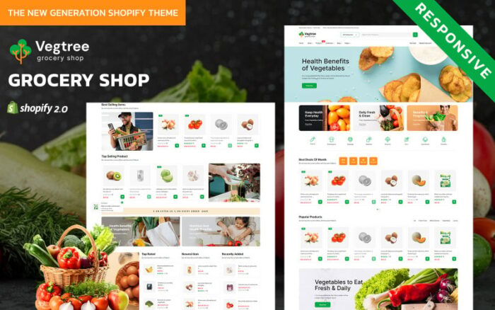 Vegtree - Sayuran Organik dan Toko Kelontong Shopify 2.0 Tema Responsif