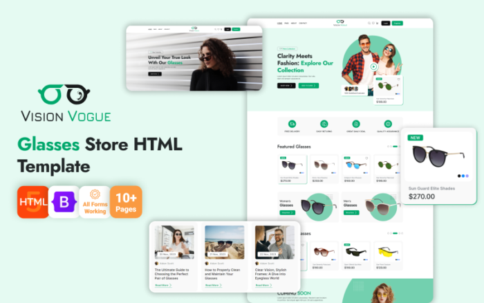 Vision Vogue - Template Situs Web HTML Toko Kacamata eCommerce