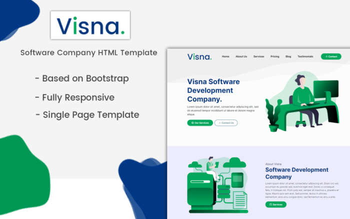 Visna - Template Halaman Arahan Perusahaan Perangkat Lunak