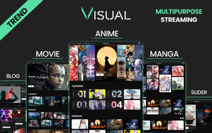 Visualisasikan Dunia Anime, Manga, dan Film dengan Visual - Template HTML Streaming Terbaik Anda