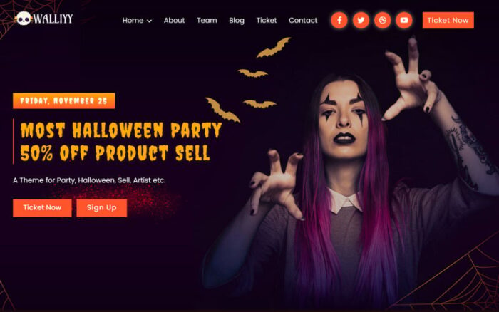 Walliyy - Template Halaman Arahan HTML5 untuk Acara & Pesta Halloween