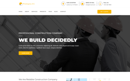 Washington Construction   Landing Html Template