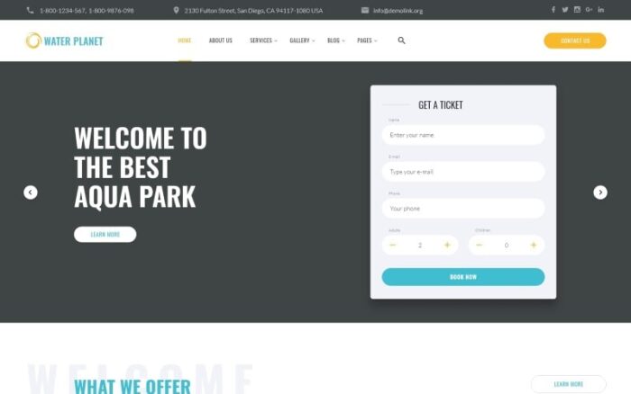 Water Planet - Template Situs Web HTML Multihalaman Kreatif Taman Hiburan