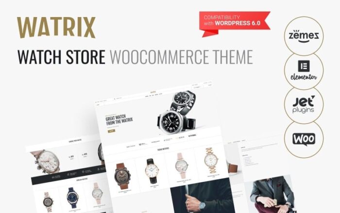 Watrix - Toko Jam Tangan ECommerce Klasik Elementor Tema WooCommerce