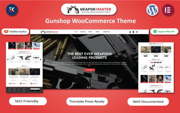 Weapon Master - Template Elementor WooCommerce Senjata & Menembak