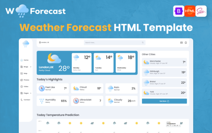 Prakiraan Cuaca - Template HTML Bootstrap Responsif Prakiraan Cuaca Komprehensif