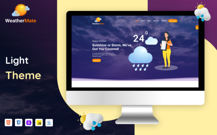 Weather Mate | One-Page Weather Forecasts Website Template