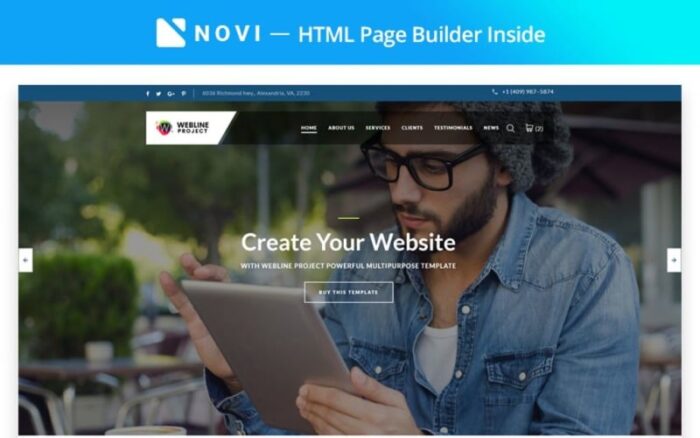 Proyek Webline - Perusahaan dengan Template Halaman Arahan Novi Builder