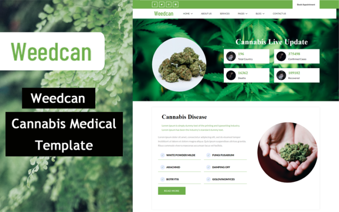 Weedcan - Template Situs Web HTML 5 Medis Ganja