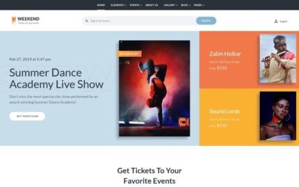 Akhir Pekan - Tiket Template Situs Web HTML Kreatif Multihalaman