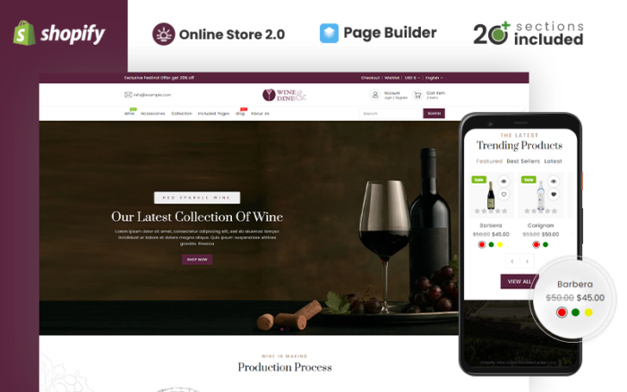 Tema Shopify Responsif Wine&Dine