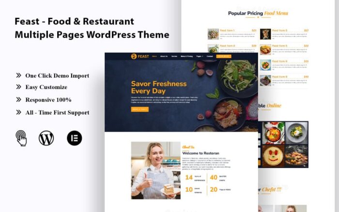 Wixfeast - Tema WordPress Makanan & Restoran Berhalaman Ganda