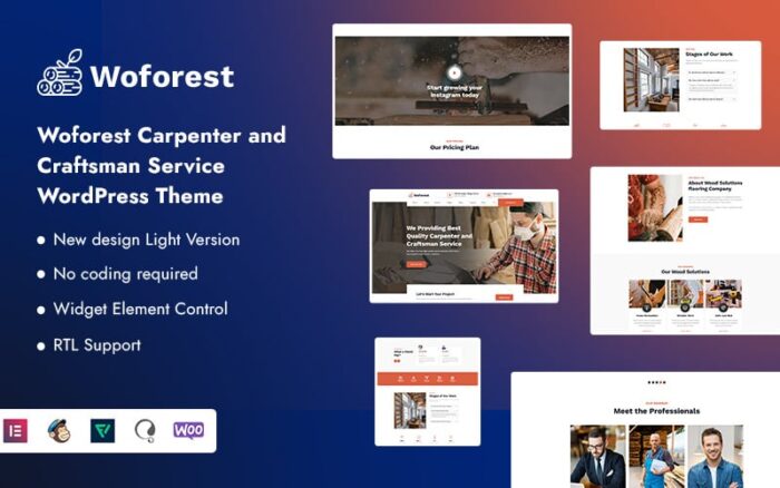 Woforest - Tema WordPress Layanan Tukang Kayu dan Pengrajin