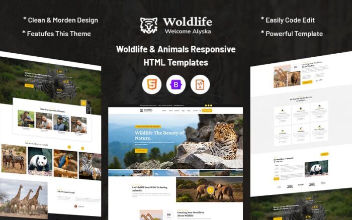 Template Situs Web Responsif Wolflife – Hewan