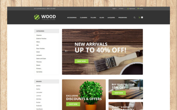 Template OpenCart Responsif Wood Finishes