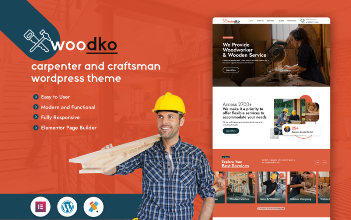 Woodko - Tema WordPress Tukang Kayu dan Pengrajin