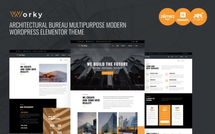 Worky - Tema WordPress Elementor Modern Serbaguna dari Architectural Bureau